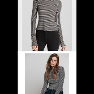 Free People Striped Mock Turtleneck XS